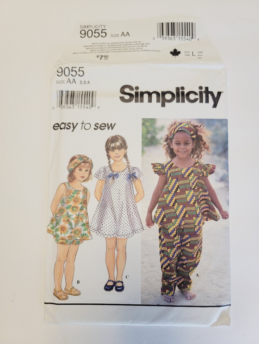 Simplicity 9055 Easy To Sew Sz2-4 Child's Dress, Pants, & Bloomers Vintage 1994